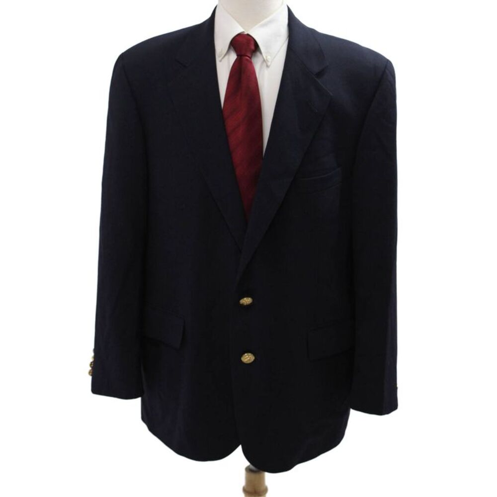 Nordstrom Mens Dark Blue Virgin Wool Blazer Button Size 42